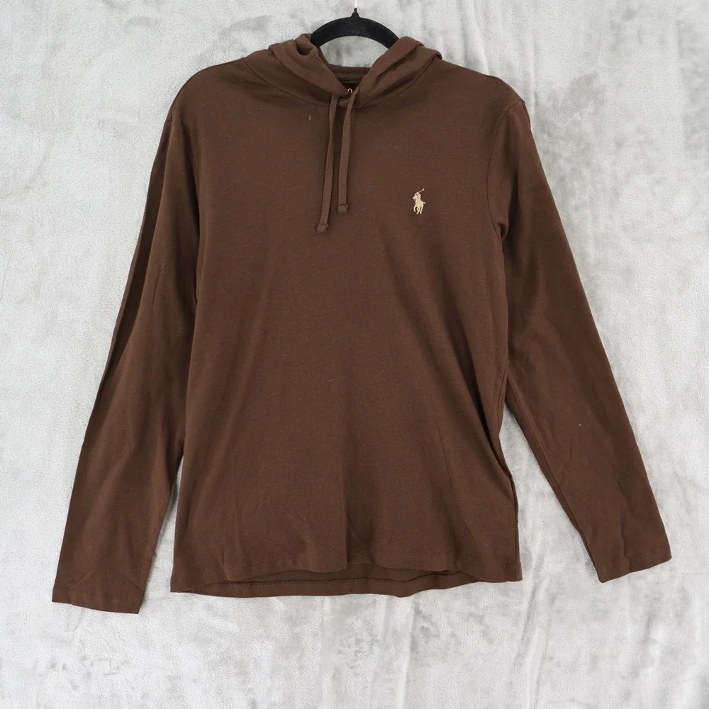 Polo Ralph Lauren Hooded Pullover Mens S Brown Classic Lightweight Knit $228 NWT